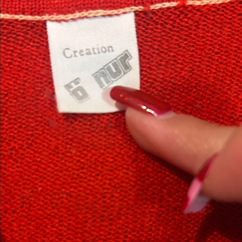 Red V-Neck Light Knit Classy Elegant Sweater with Scrunch Waist holiday - Picture 2 of 5